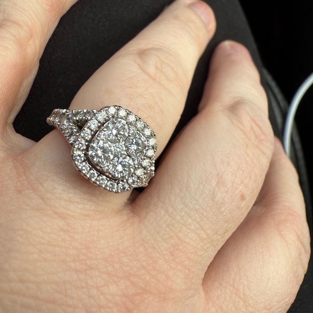 Dazzling Silver Double Halo Diamond Ring